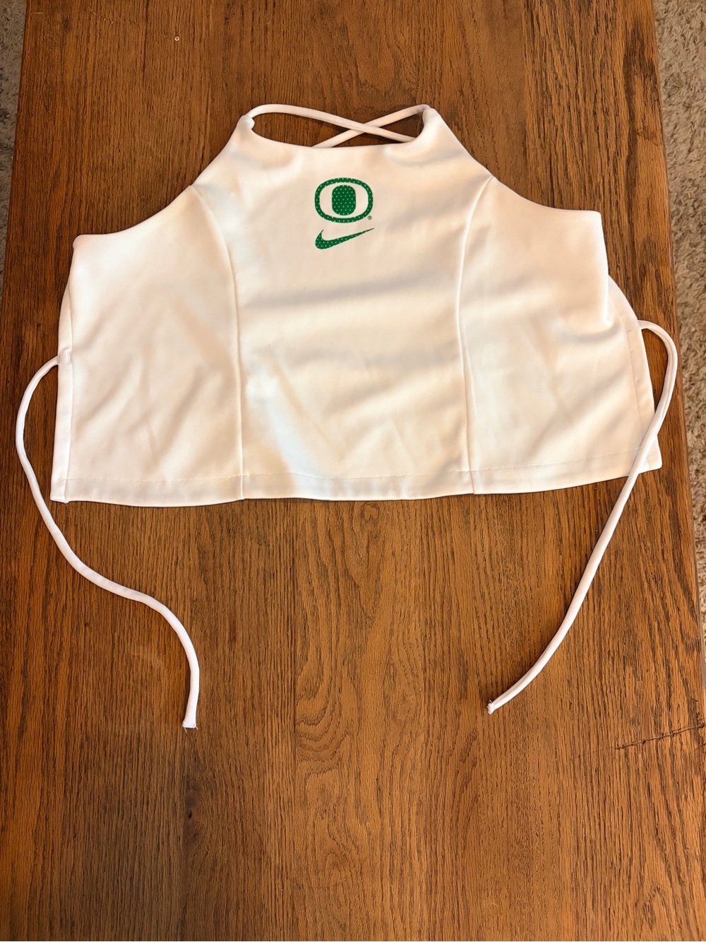 Nike White Cropped Halter Tank with Green Oregon Logo sz XS